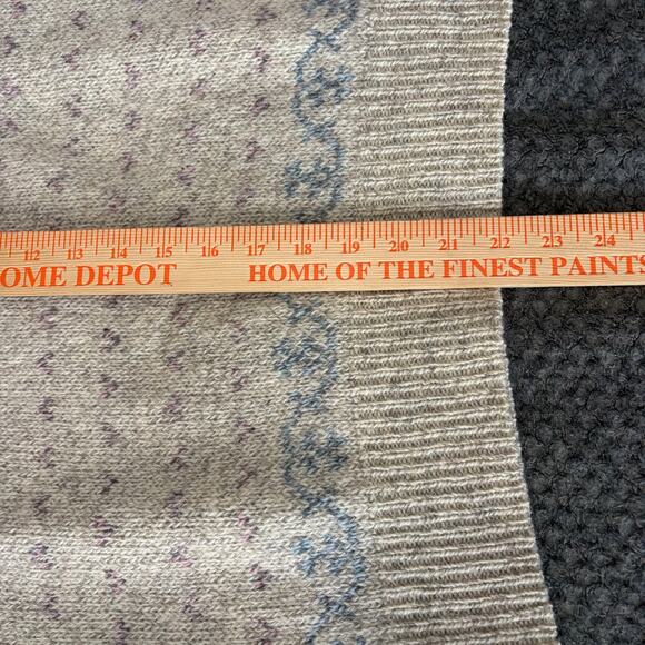 VTG Eddie Bauer Wool Blend Sweater Womens Large Beige Nordic Fair Isle Grandma - Picture 7 of 10